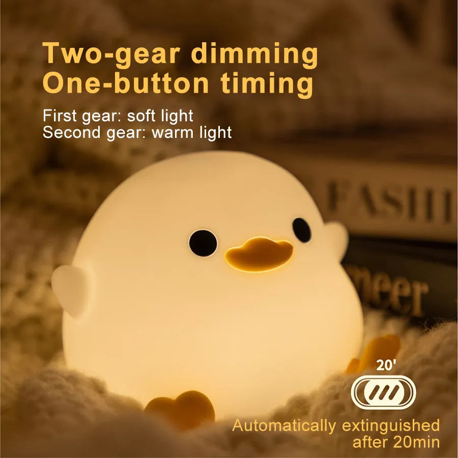 Doudou Duck Silicone Alarm Lamp Ambience Light Bedroom Bedside Lamp Usb Charging with Sleeping Night Light